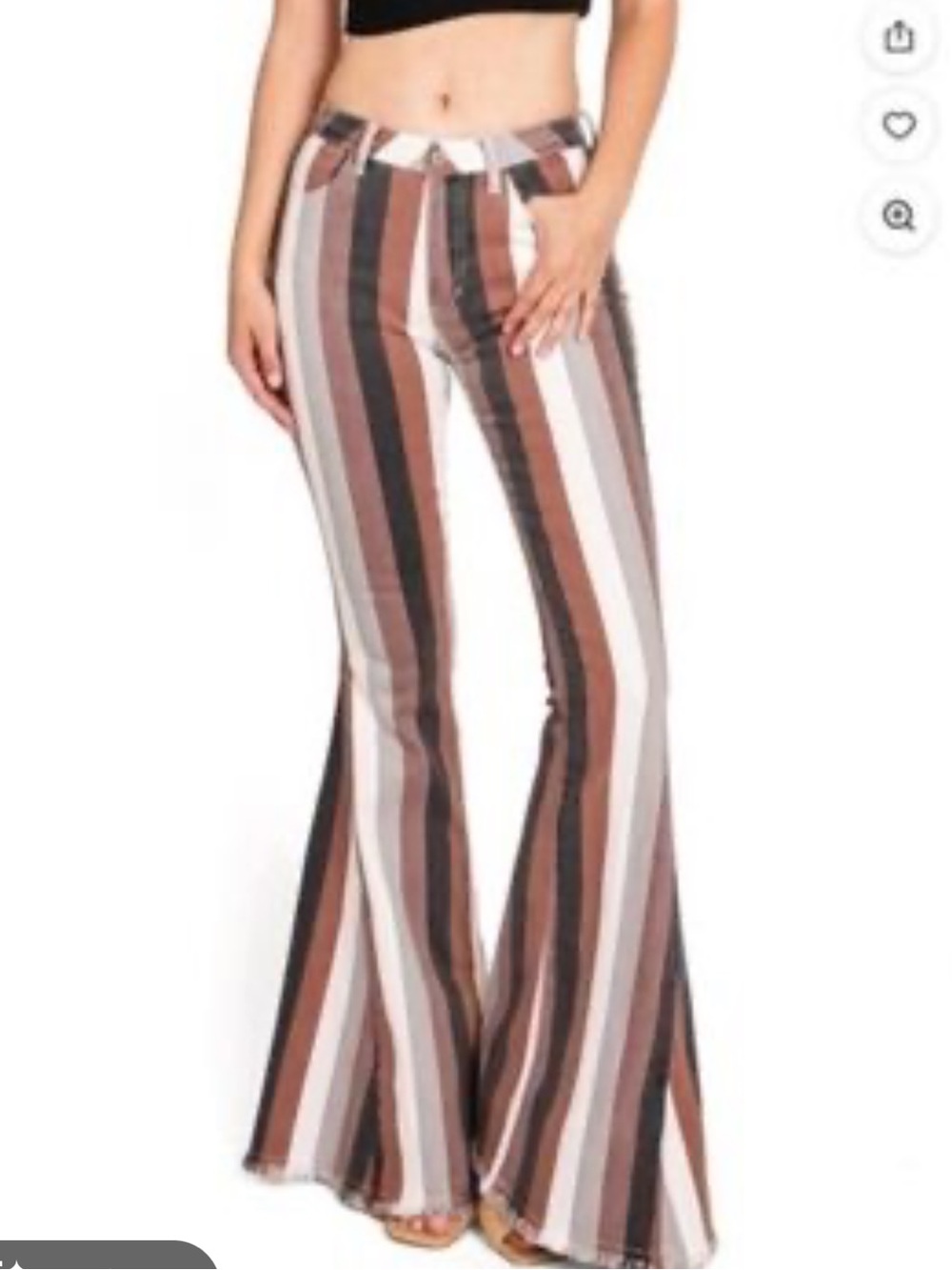 SAINTS & HEARTS Striped High Rise Flare Bell Bottom Jeans Pants Hippie Western S